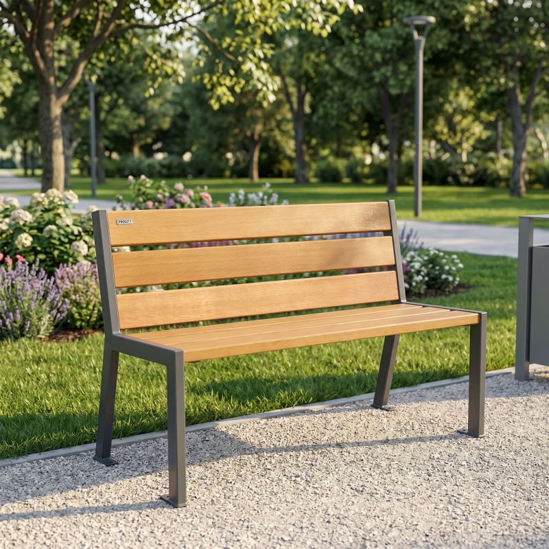 Banc public en bois 120 cm