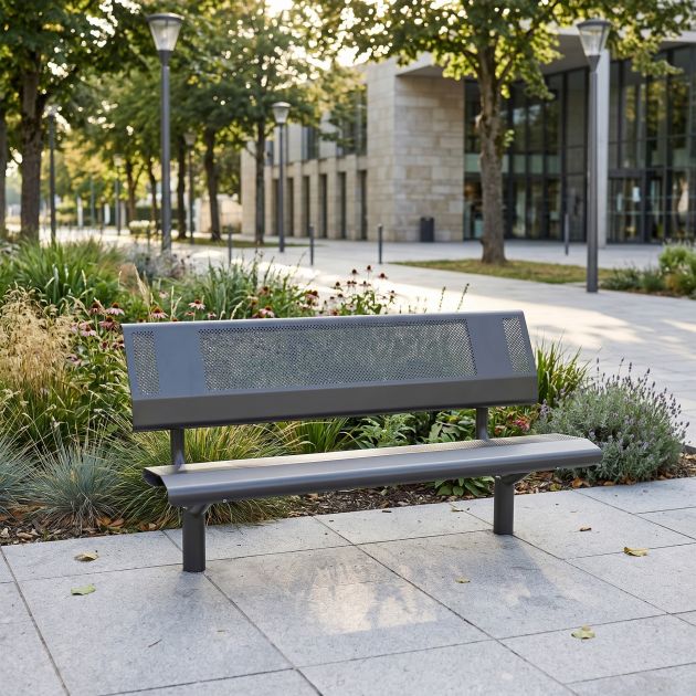Banc public acier perforé 3 places 150 cm