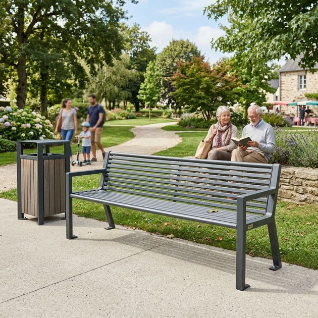 Banc public en métal 4 places 180 cm