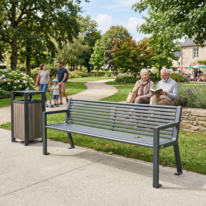 Banc public en métal 4 places 180 cm