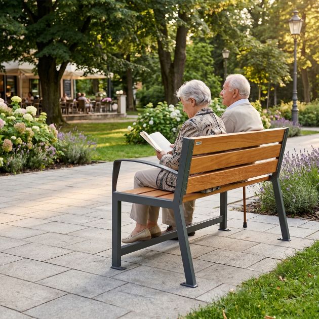 Banc public bois senior 120 cm