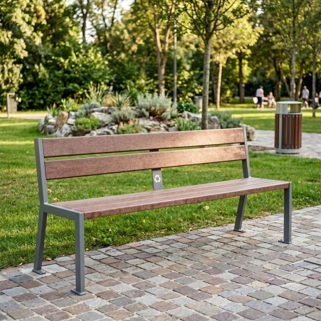 Banc public plastique recyclé et acier 180 cm