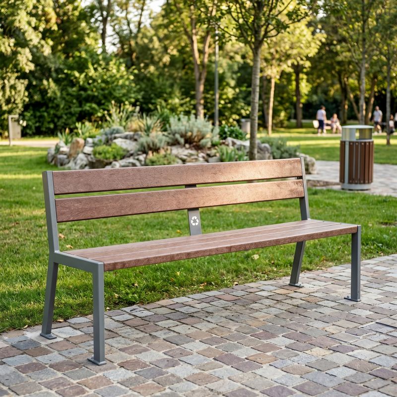Banc public plastique recyclé et acier 180 cm
