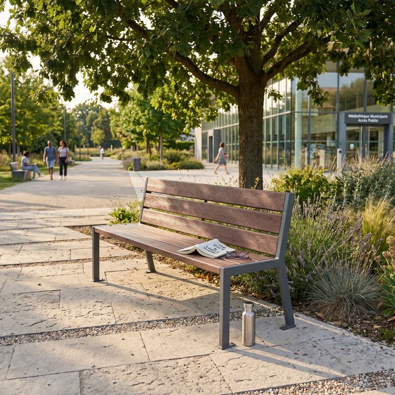 Banc urbain plastique recyclé et acier 180 cm