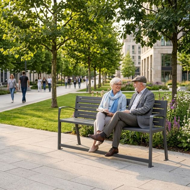 Banc public en métal senior 180 cm acier