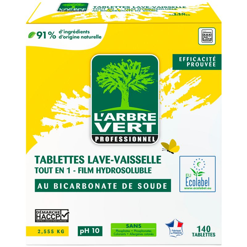 140 tablettes lave-vaisselle tout-en-un cycle court L'arbre Vert