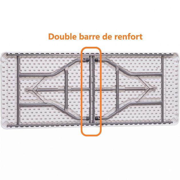 Table pliante 183 cm en plastique 8 places PEHD