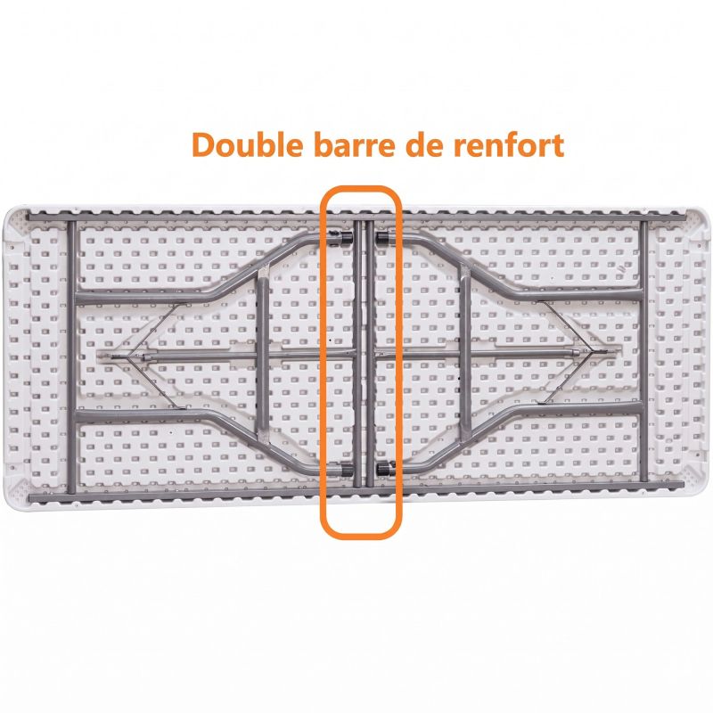 Table pliante 183 cm en plastique 8 places PEHD