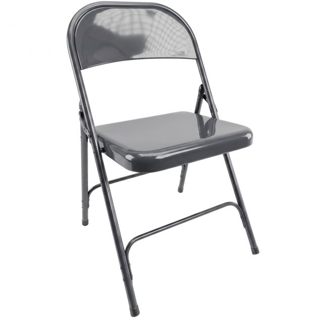 Chaise pliante assemblable metal gris