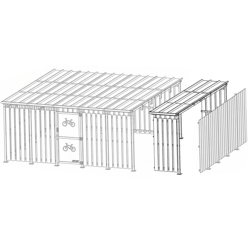 Extension pour abri vélo en bois 3x5m et 5x5m