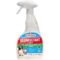 Spray désinfectant virucide 4 en 1 pour animaux EN14476 Viractif 750 ml