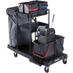 Chariot de ménage 6 seaux avec presse et porte-sac 120 L