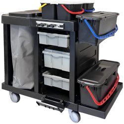 Chariot de ménage pré-imprégnation 6 seaux et porte-sac 120 L