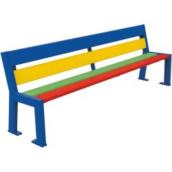 Banc extérieur école bois et acier multicolore