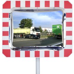 Miroir de circulation rectangulaire avec cadre PVC pour voie privée ​industrielle 90°