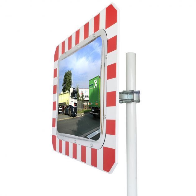 Miroir de circulation rectangulaire avec cadre PVC pour voie privée ​industrielle 90°