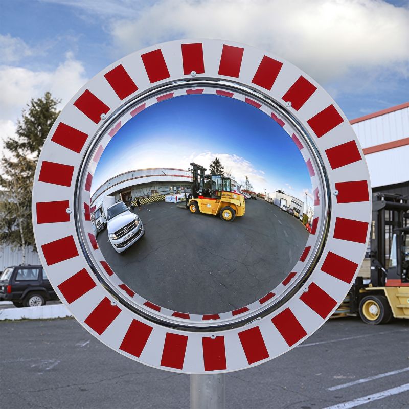 Miroir de circulation rond avec cadre PVC pour voie privée ​industrielle 180°