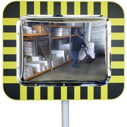 Miroir de surveillance rectangulaire avec cadre aluminium pour entrepôt 90°