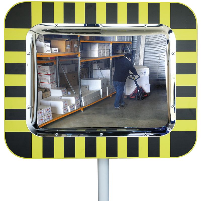 Miroir de surveillance rectangulaire avec cadre aluminium pour entrepôt 90°