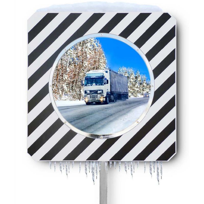Miroir routier inox poli anti givre et buée rond 90°