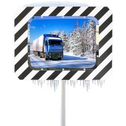 Miroir routier inox poli anti givre et buée rectangulaire 90°