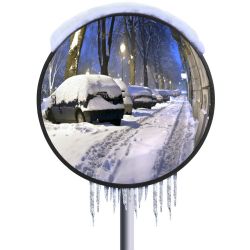 Miroir de surveillance anti givre et buée inox poli rond spécial littoral 90°