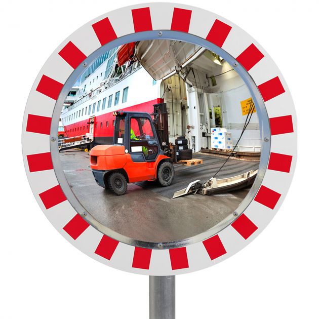Miroir spécial littoral industrie rond 90° en inox poli