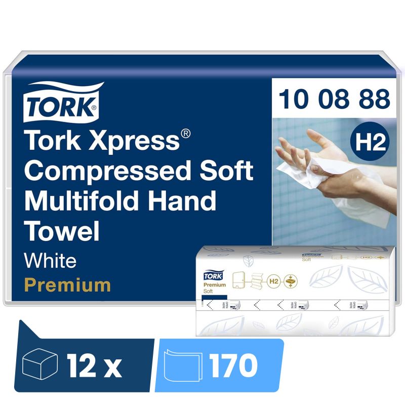 Essuie main papier plié Tork Xpress Compressed Soft H2 Premium - 2040 feuilles