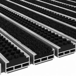 Tapis aluminium sur mesure brosse et reps 12 mm noir