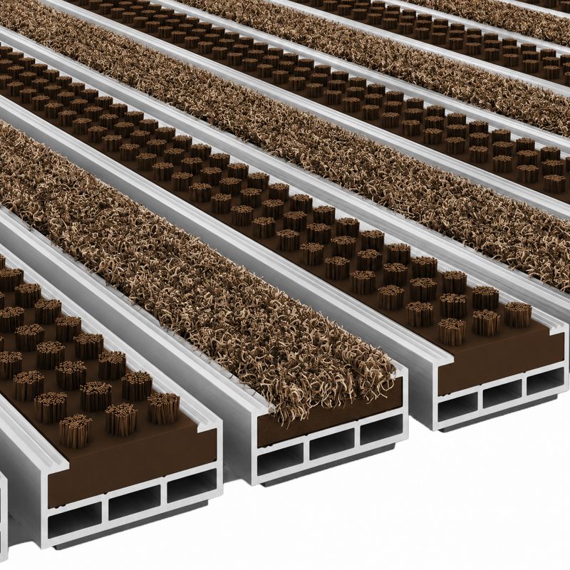 Tapis aluminium sur mesure brosse et reps 12 mm marron
