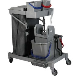 Chariot de ménage 4 seaux avec presse et support de sac 120 L