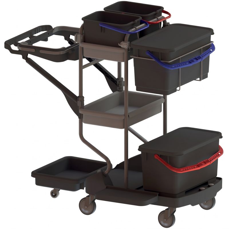 Chariot de ménage pré-imprégnation 4 seaux support de sac 120 L