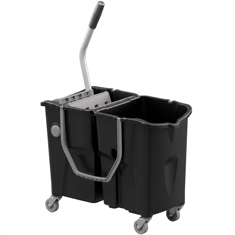 Chariot bi-bac noir avec presse à plat intégrée Clevy ICA