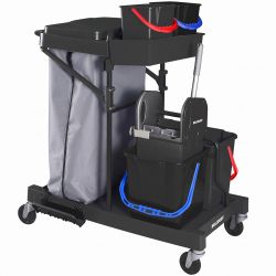 Chariot de ménage 4 seaux avec presse et support de sac 120 L
