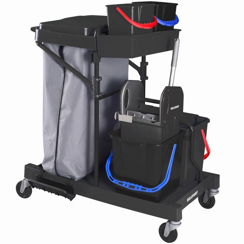 Chariot de ménage 4 seaux avec presse et support de sac 120 L