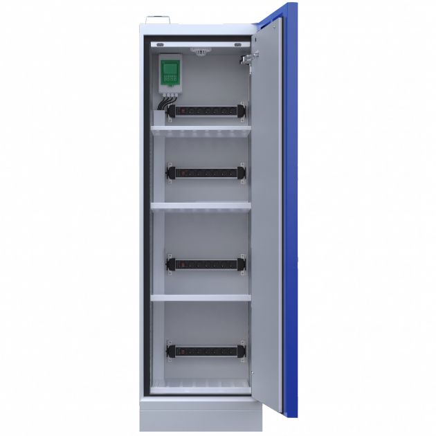 Armoire stockage et recharge batterie lithium coupe feu 90 minutes avec alarme