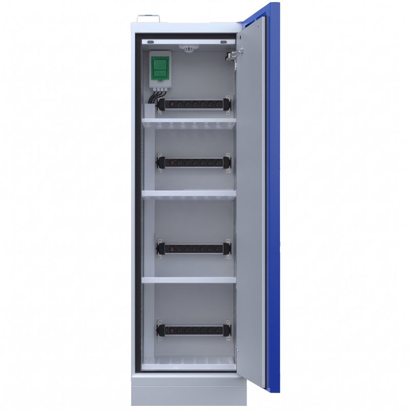 Armoire stockage et recharge batterie lithium coupe feu 90 minutes avec alarme