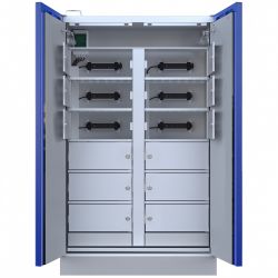Armoire de sécurité haute 2 portes pour batterie lithium-ion avec 12 cases