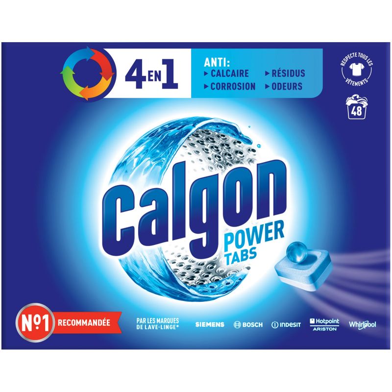 Anticalcaire lave-linge poudre 4 en 1Calgon - boîte de 48 doses