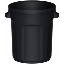 Poubelle de tri sélectif ronde en plastique 80 L intérieur / extérieur Noir