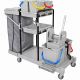Chariot de ménage 6 seaux avec presse et porte-sac 120 L