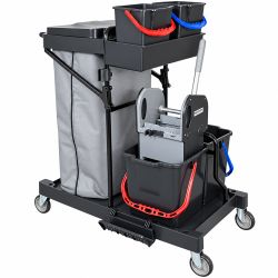 Chariot de ménage 4 seaux avec presse et support de sac 120 L