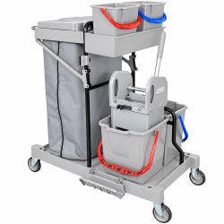 Chariot de ménage 4 seaux avec presse et support de sac 120 L