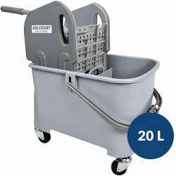 Seau essoreur double bac avec cloison amovible à roulettes 20L