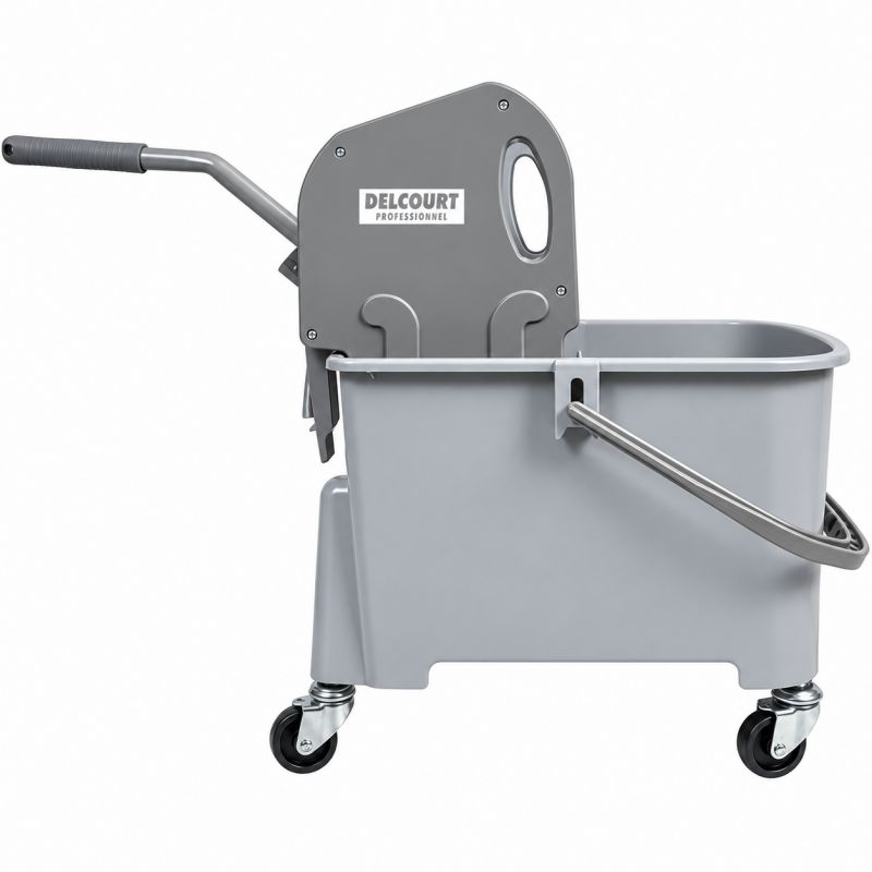 Seau essoreur double bac avec cloison amovible à roulettes 20L