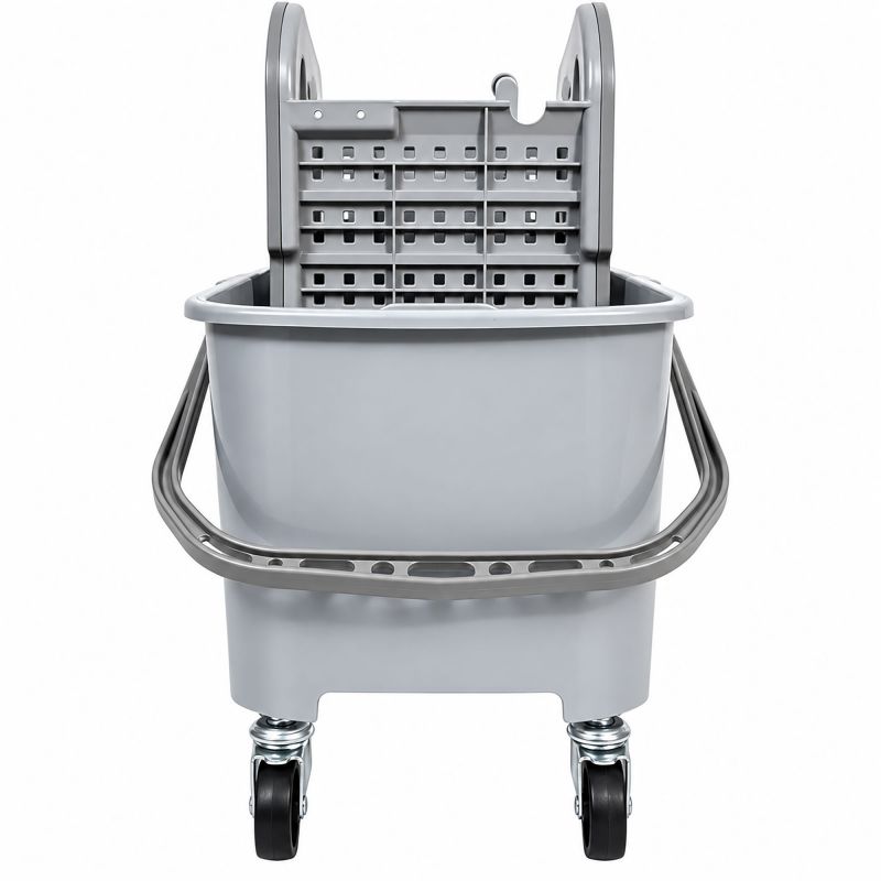 Seau essoreur double bac avec cloison amovible à roulettes 20L
