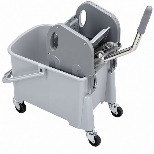 Seau essoreur double bac avec cloison amovible à roulettes 20L