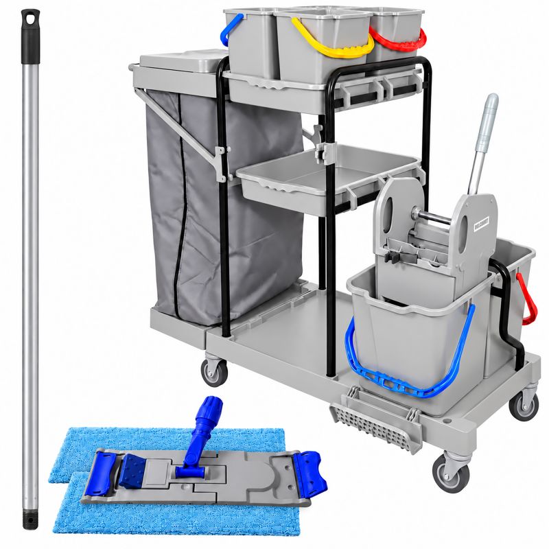 Kit chariot de ménage complet 6 seaux