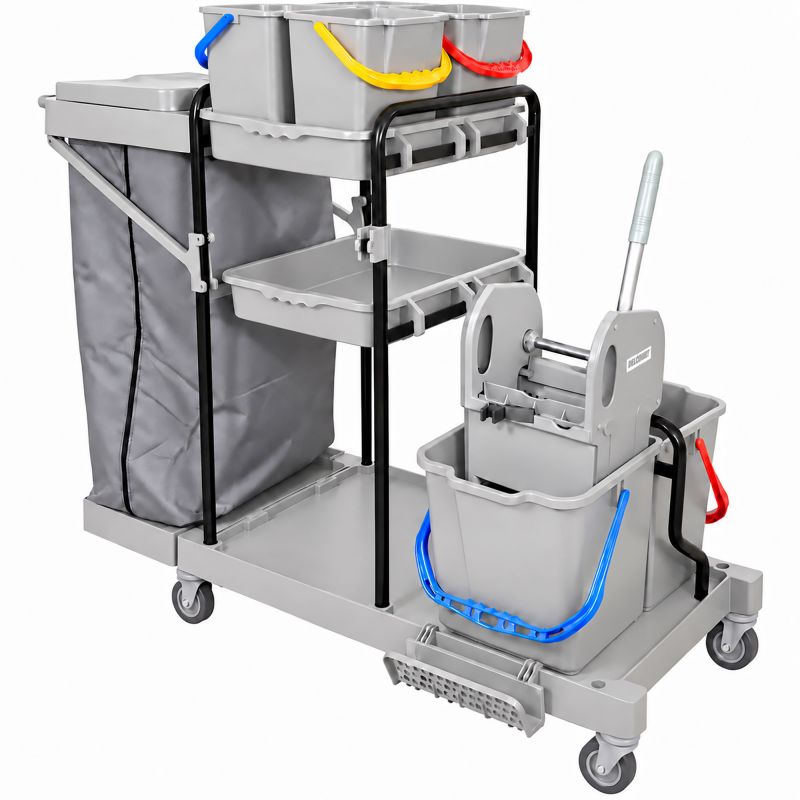 Kit chariot de ménage complet 6 seaux