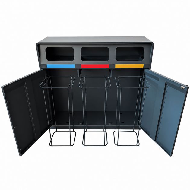 Poubelle de tri sélectif extérieure 120L 3 flux
